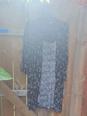 Women's Black Floral Longline Duster